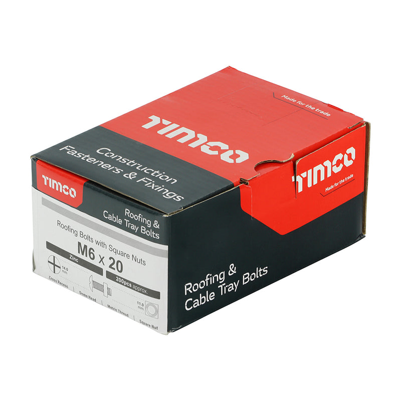 TIMCO Roofing Bolts & Square Nuts Silver — Box