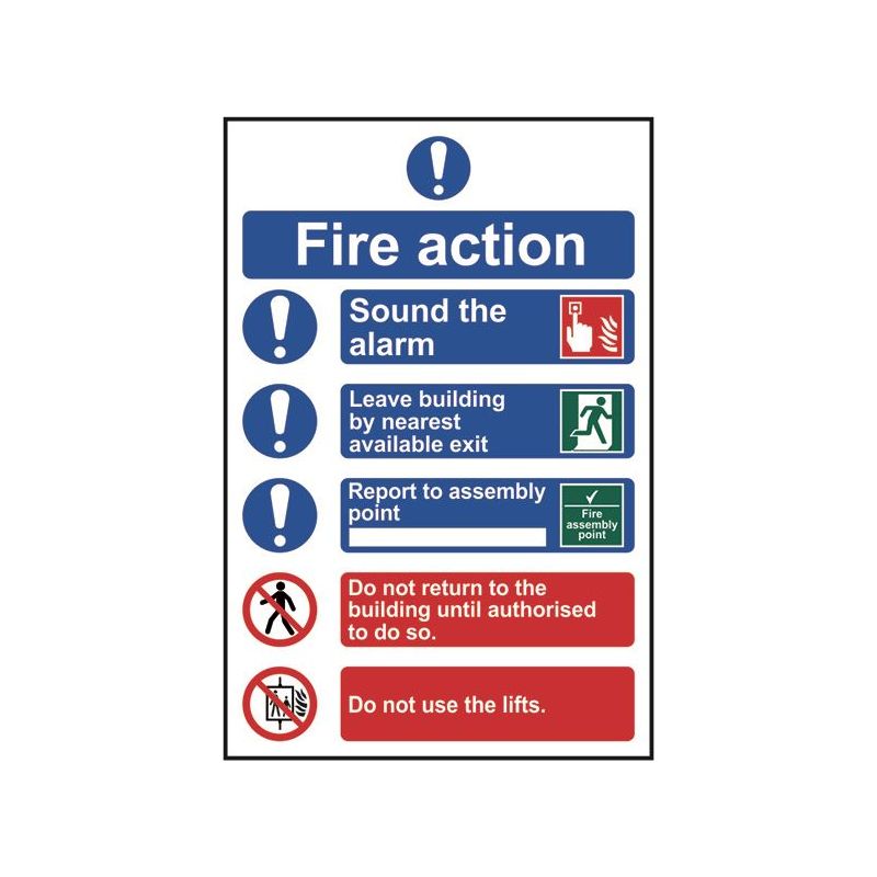 Scan Fire Action Procedure, Style 2 - PVC Sign 200 x 300mm Scan - RockBottom Nothampton