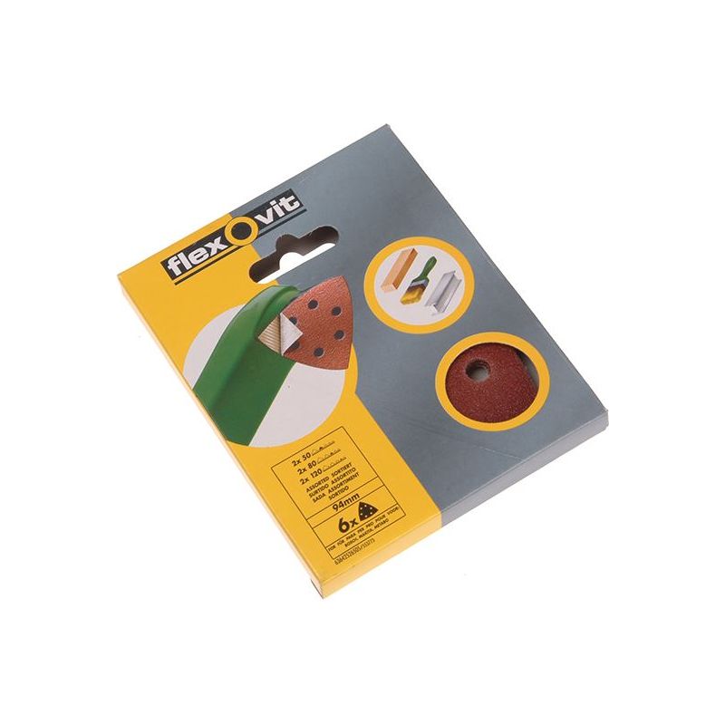 Flexovit Delta Hook & Loop Sanding Sheets 94mm Coarse 50G (Pack 6) Flexovit - RockBottom Northampton