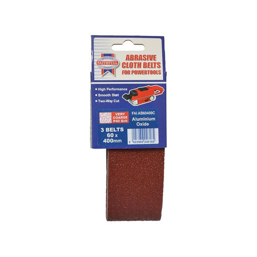 Faithfull Cloth Sanding Belt 400 x 60mm Coarse 60G (Pack 3) Faithfull - RockBottom Northampton