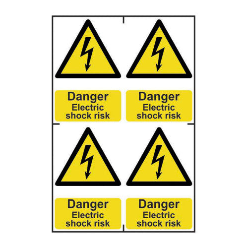 Danger Electric shock risk - Self Adhesive PP (200 x 300mm)