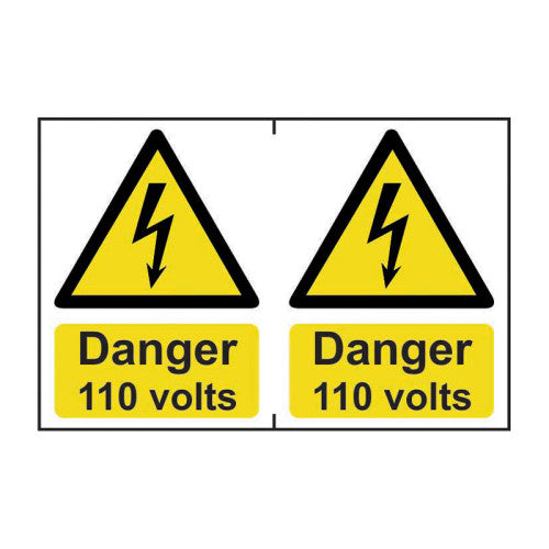 Danger 110 volts - Self Adhesive PP (300 x 200mm)