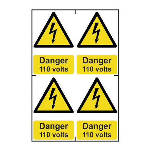 Danger 110 volts - Self Adhesive PP (200 x 300mm)