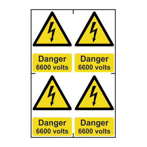 Danger 6600 volts - Self Adhesive PP (200 x 300mm)
