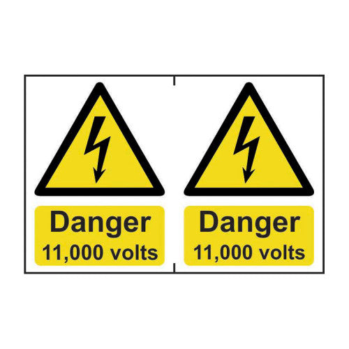 Danger 11000 volts - Self Adhesive PP (300 x 200mm)