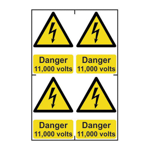 Danger 11000 volts - Self Adhesive PP (200 x 300mm)