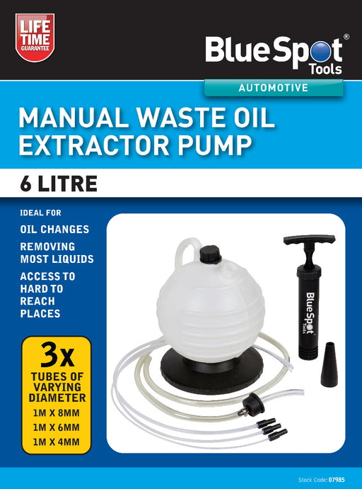Blue Spot Tools 6L Manual Waste Oil Extractor Fluid Pump