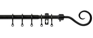 Ext 16 Curtain Pole Black Scroll 180-300cm