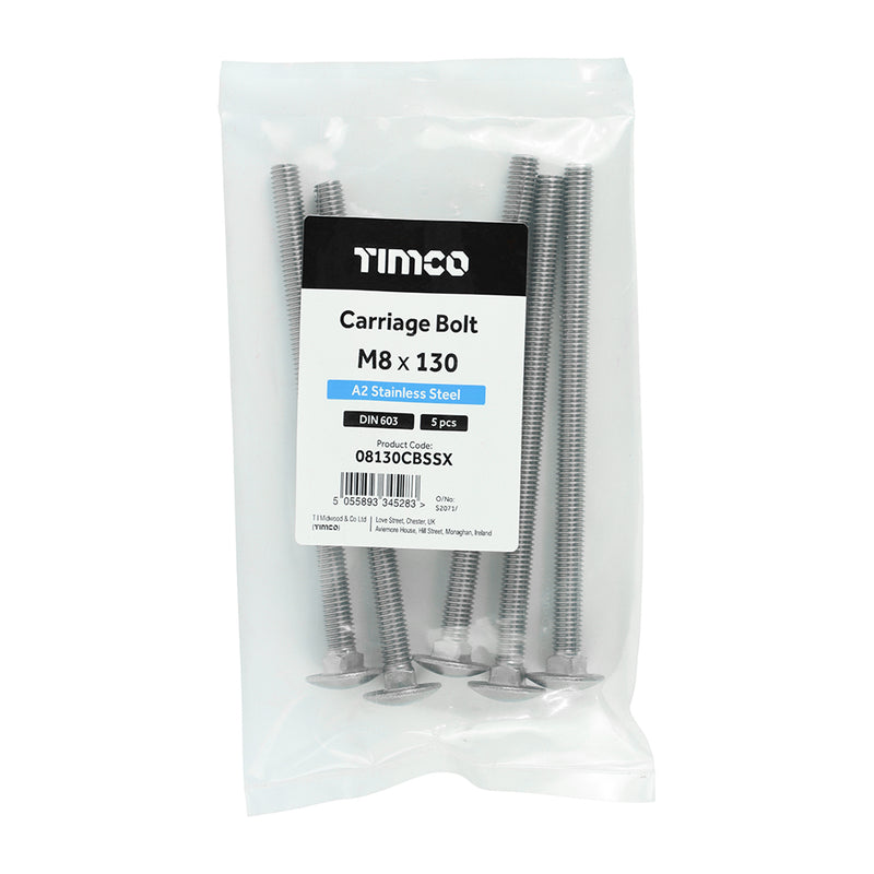 TIMCO Carriage Bolts DIN603 A2 Stainless Steel