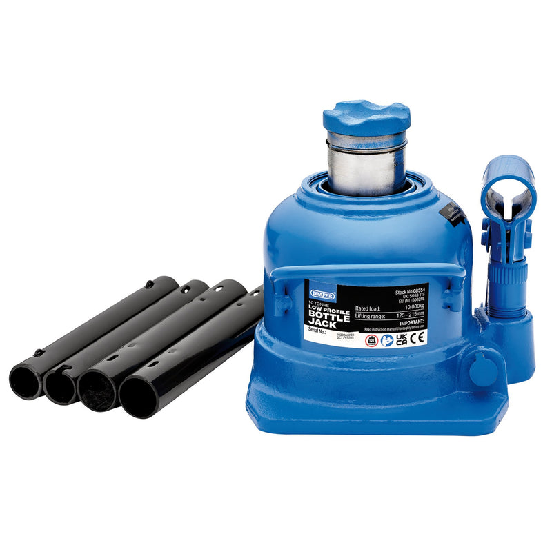 Draper 08554 Low Profile Bottle Jack, 10 Tonne