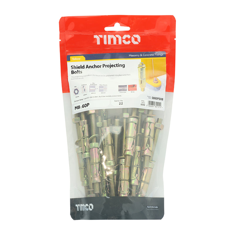 TIMCO Shield Anchors Projecting Bolt Gold — Bag