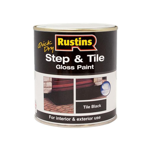 Rustins Quick Dry Step & Tile Paint Gloss Black 1 litre Rustins - RockBottom Nothampton