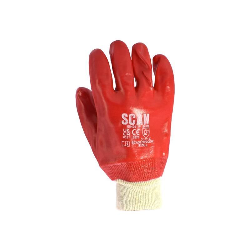 Scan PVC Knitwrist Gloves - L (Size 9) Scan - RockBottom Nothampton