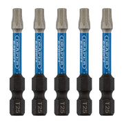 Draper Expert TX-STAR Impact Screwdriver Bits, T25 x 50mm, 1/4" Hex (Pack of 5) Draper - Town Tools 