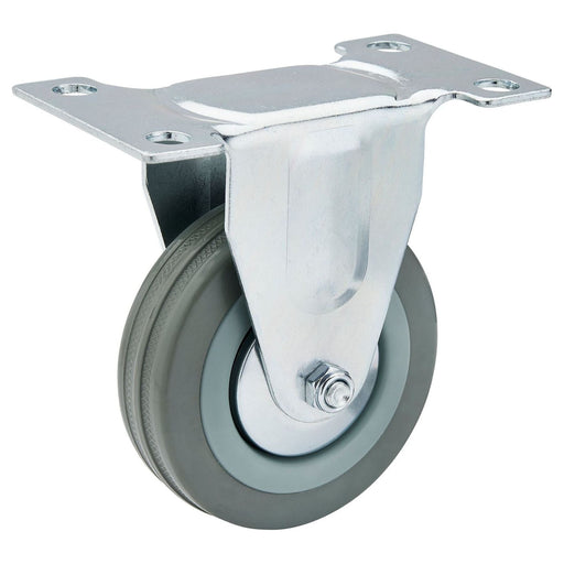 Draper Fixed Plate Fixing Rubber Castor, 75mm Diameter, S.W.L. 70kg Draper - Town Tools