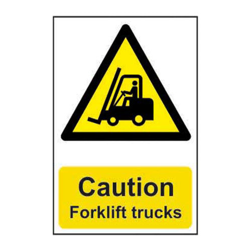 Caution Forklift Trucks - Self Adhesive PP (200 x 300mm)