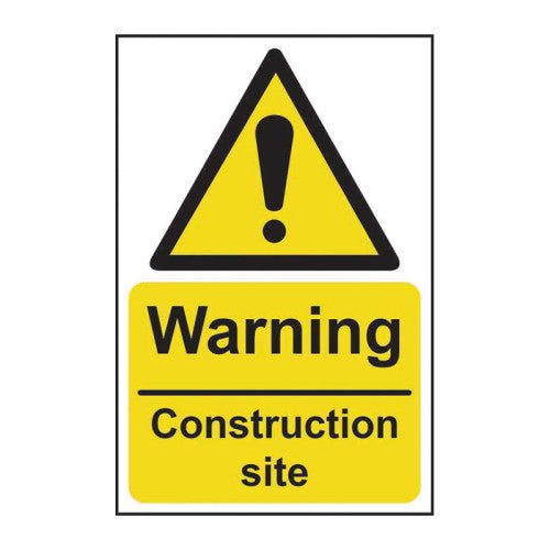 Warning construction site - Self Adhesive PP (200 x 300mm) - Min Order 2
