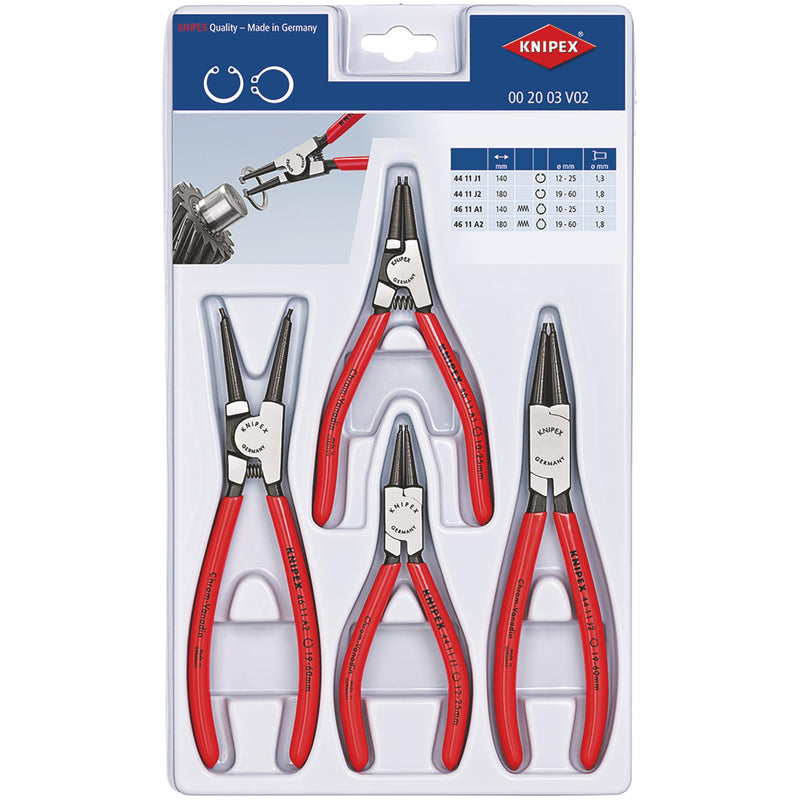 Draper 09894 KNIPEX 00 20 03 V02 Set of Circlip Pliers, 4 parts