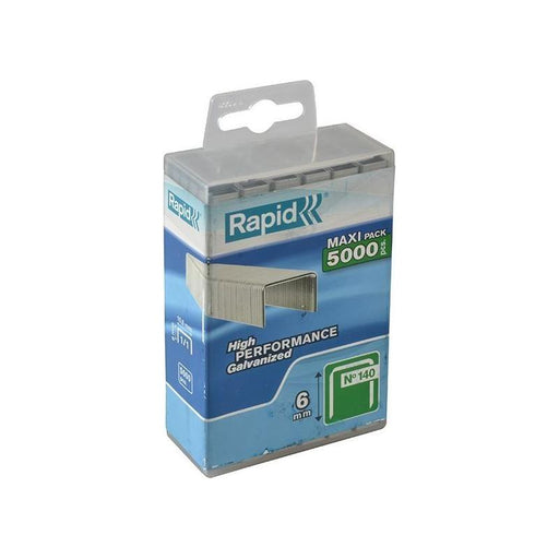 Rapid 140/6 6mm Galvanised Staples (Poly Pack 5000) Rapid - RockBottom Nothampton
