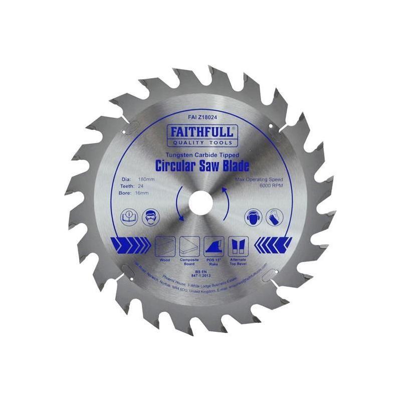 Faithfull TCT Circular Saw Blade 180 x 16mm x 24T POS Faithfull - RockBottom Northampton