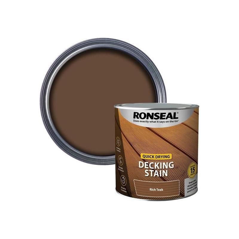 Ronseal Quick Drying Decking Stain Rich Teak 2.5 litre Ronseal - RockBottom Nothampton