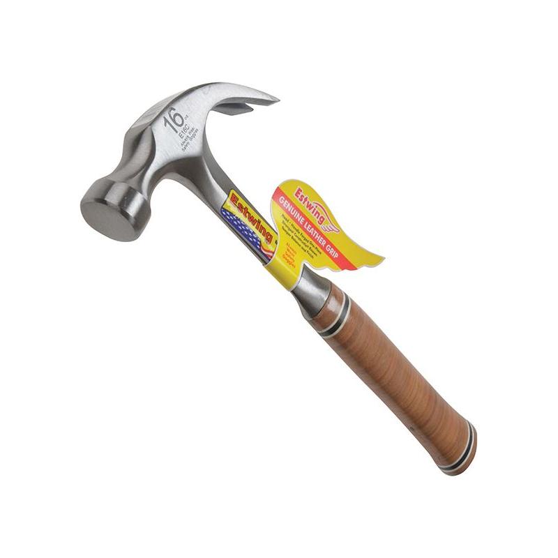 Estwing E16C Curved Claw Hammer - Leather Grip 450g (16oz) Estwing - RockBottom Northamptin