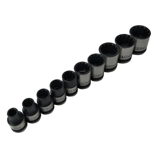 Bluespot Tools 3/8in Drive Spline Socket Set Metric, 10 Piece BlueSpot Tools - RockBottom Northampton