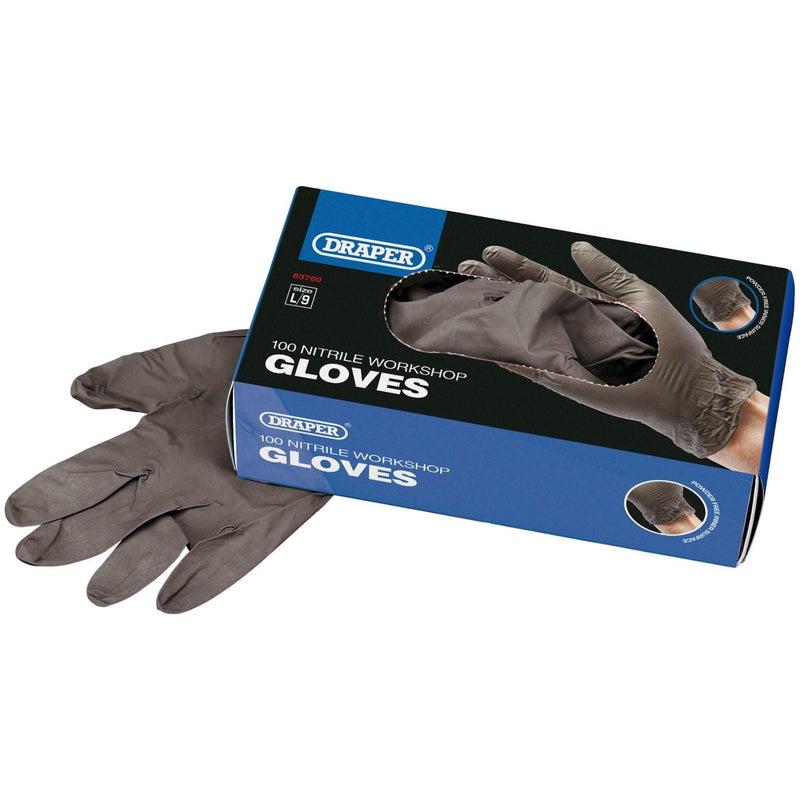 Draper Workshop Nitrile Gloves (Box of 100) Draper - Town Tools