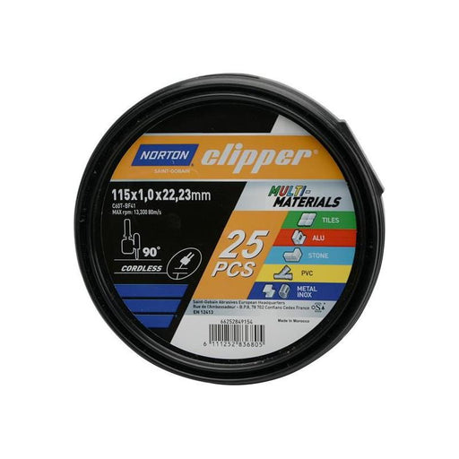 Norton Clipper Clipper® Multi-Material Cutting Discs 115 x 22.23mm (Tub of 25) Norton Clipper - RockBottom Nothampton