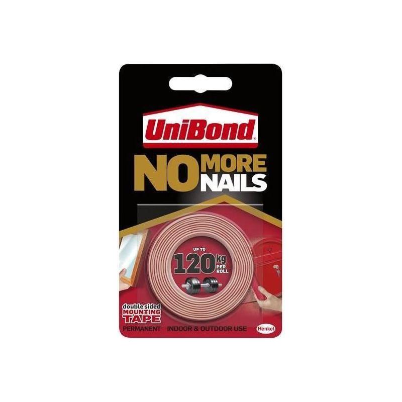 Unibond No More Nails Indoor & Outdoor Permanent Mounting Tape Roll 19mm x 1.5m UniBond - RockBottom Northampton
