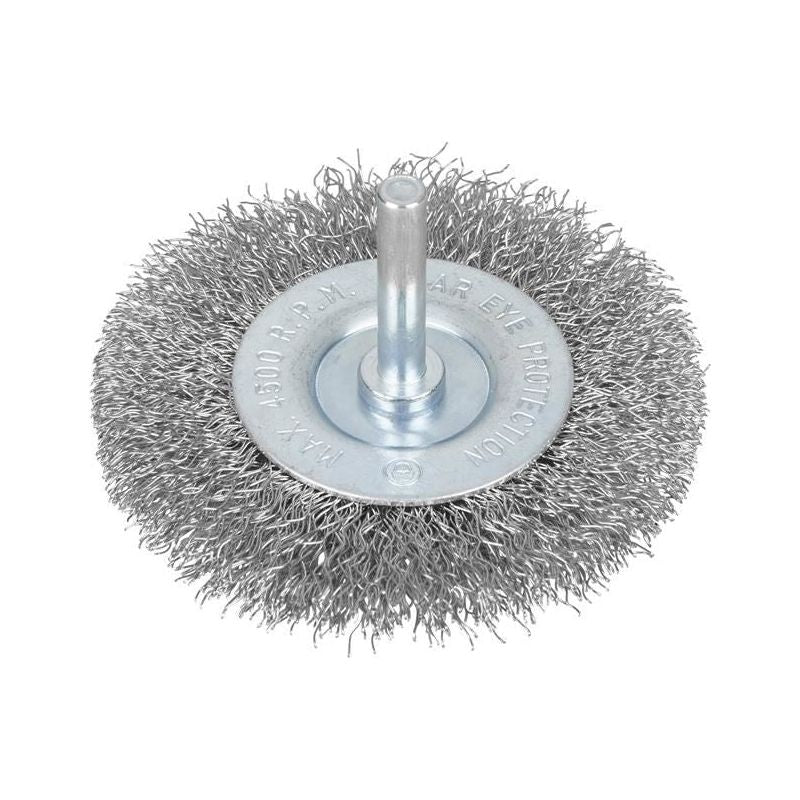 Bluespot Tools Flat Steel Wire Wheel Brush 75mm x 6mm Arbor BlueSpot Tools - RockBottom Northampton