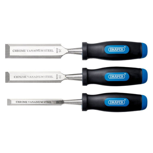 Draper Soft Grip Bevel Edge Wood Chisel Set (3 Piece) Draper - Town Tools