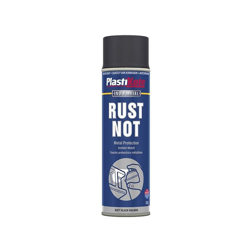 Plastikote Rust Not Spray Matt Black 500ml PlastiKote - RockBottom Nothampton