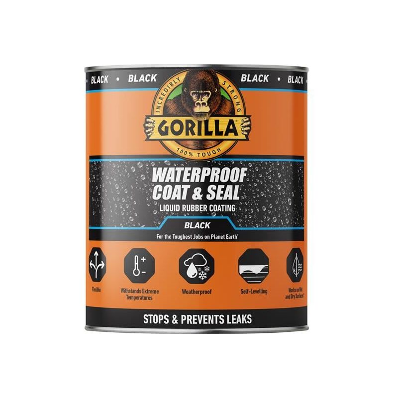 Gorilla Glue Waterproof Coat & Seal Liquid Rubber Coating Black 473ml Gorilla Glue - RockBottom Northampton