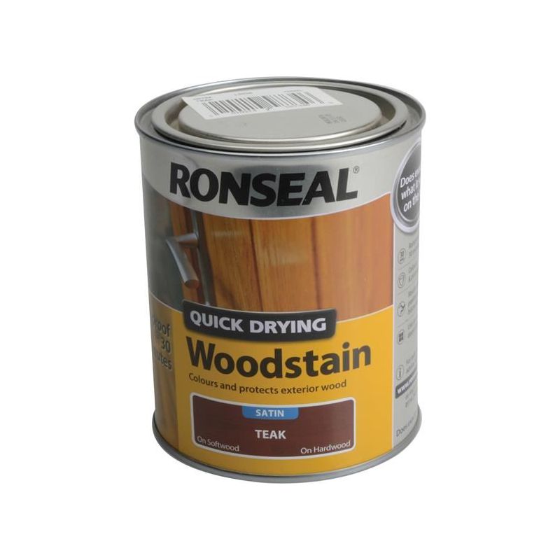 Ronseal Quick Drying Woodstain Satin Teak 750ml Ronseal - RockBottom Nothampton