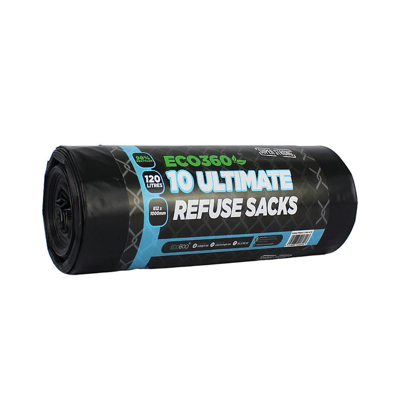 10 x Ultimate Refuse Sacks 60mu 120L Super Strong Bin Bags
