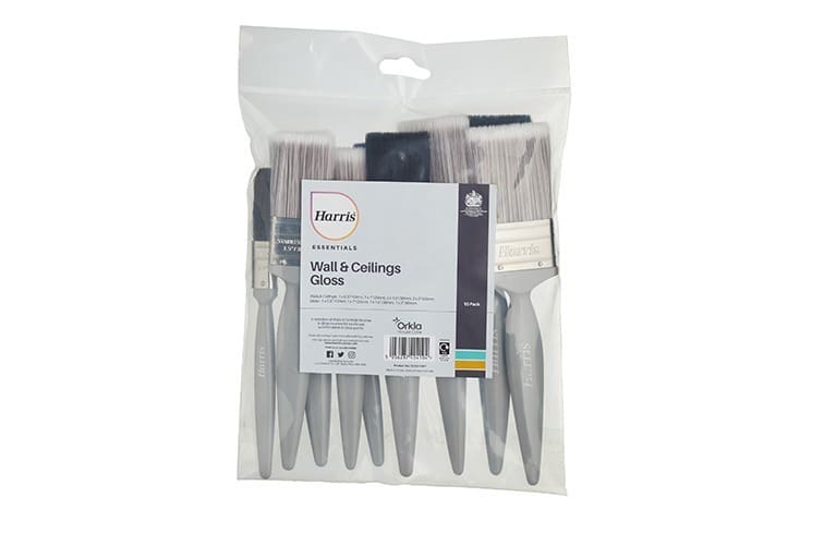 Harris Essentials Walls & Ceilings & Woodwork Gloss Paint Brush 10 Pack — Trade Pack of 6