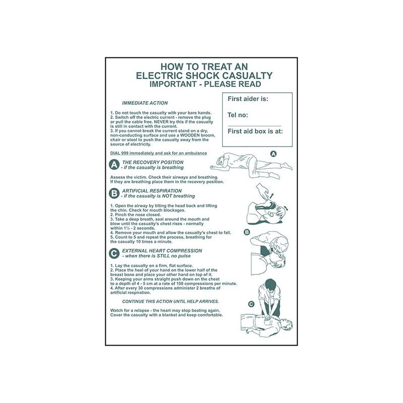 Scan How To Treat An Electric Shock Casualty - PVC Sign 400 x 600mm Scan - RockBottom Nothampton