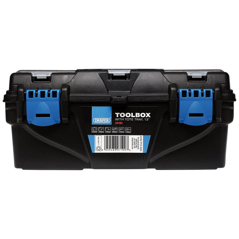 Draper Plastic Toolbox with Tote Tray, 13" Draper - Town Tools