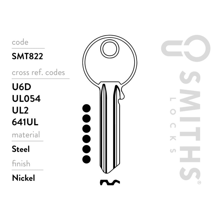 Smiths Locks Universal 6 Pin Cylinder Key Blank Pack 10