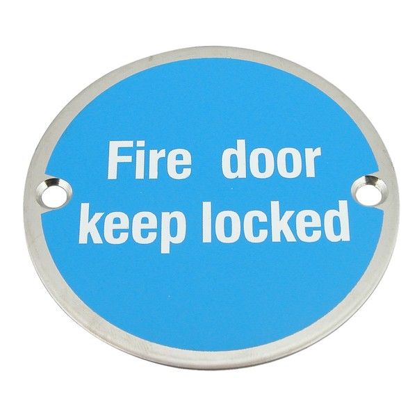 76mm Round Fire Door Keep Locked Sign