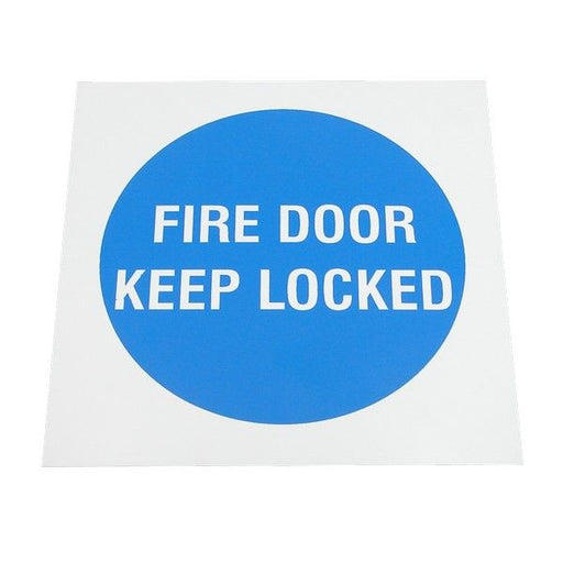 Plastic 'Fire Door Keep Locked' - 100mm