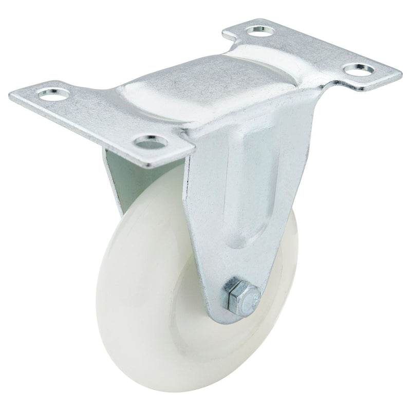 Draper Fixed Plate Fixing Nylon Wheel, 75mm Diameter, S.W.L. 100kg Draper - Town Tools