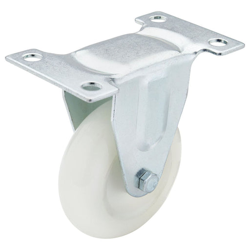 Draper Fixed Plate Fixing Nylon Wheel, 75mm Diameter, S.W.L. 100kg Draper - Town Tools