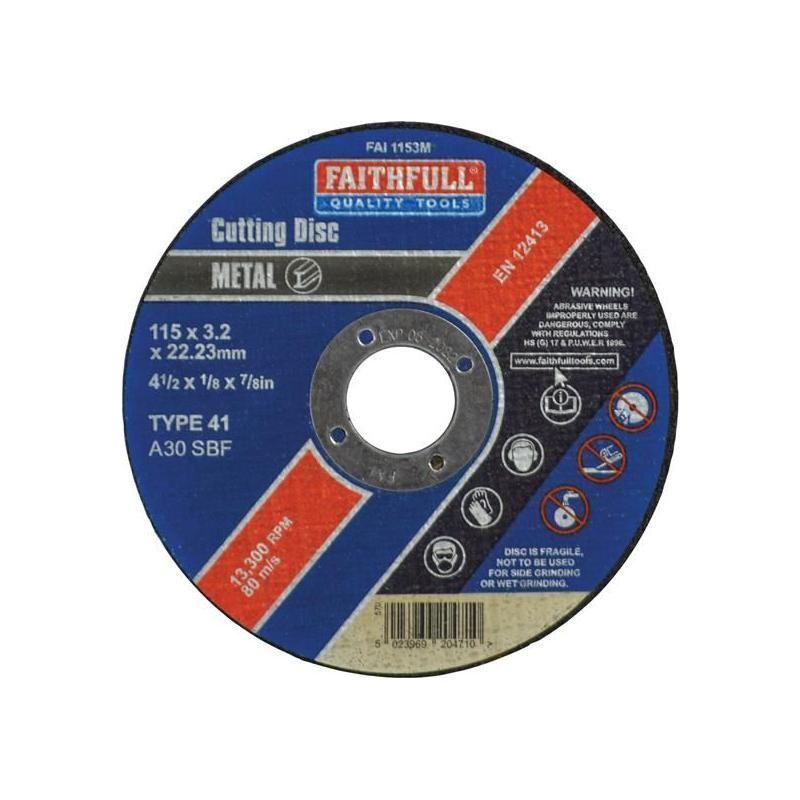 Faithfull Metal Cut Off Disc 115 x 3.2 x 22.23mm Faithfull - RockBottom Northampton