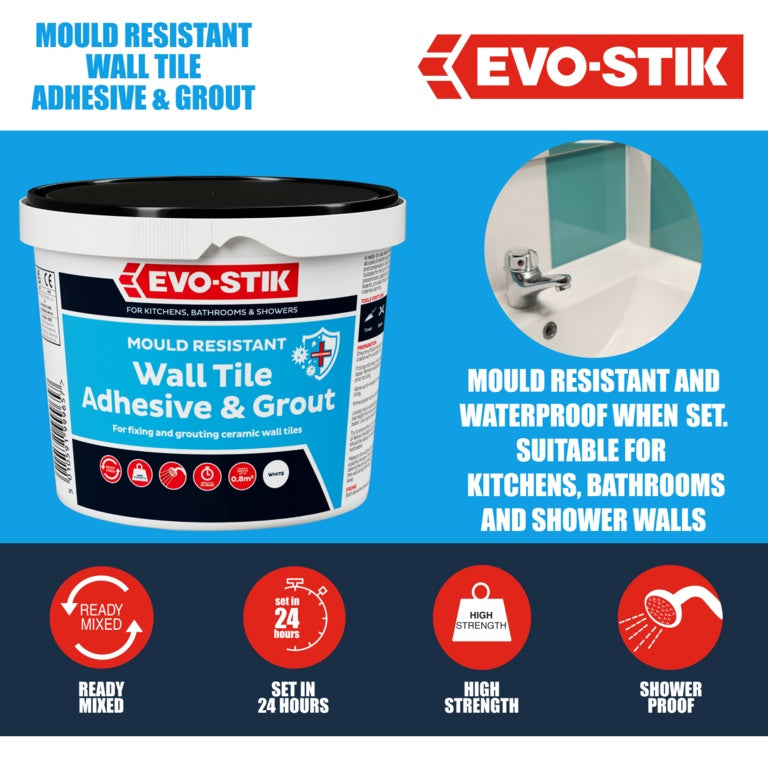 Evo-Stik Wall Tile Adhesive & Grout Mould Resistant Economy 1L