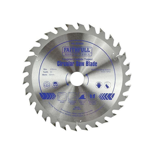 Faithfull TCT Circular Saw Blade 230 x 30mm x 30T POS Faithfull - RockBottom Northampton