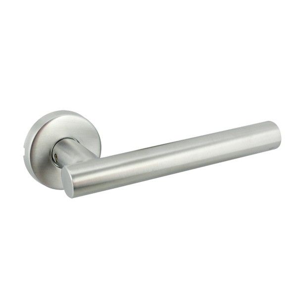 Lever on Round Rose - Satin Stainless