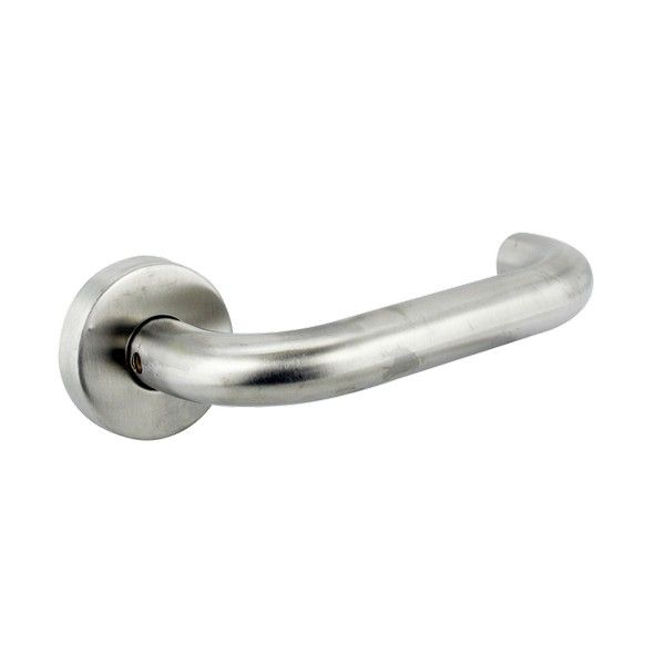 Lever on Round Rose - Satin Stainless