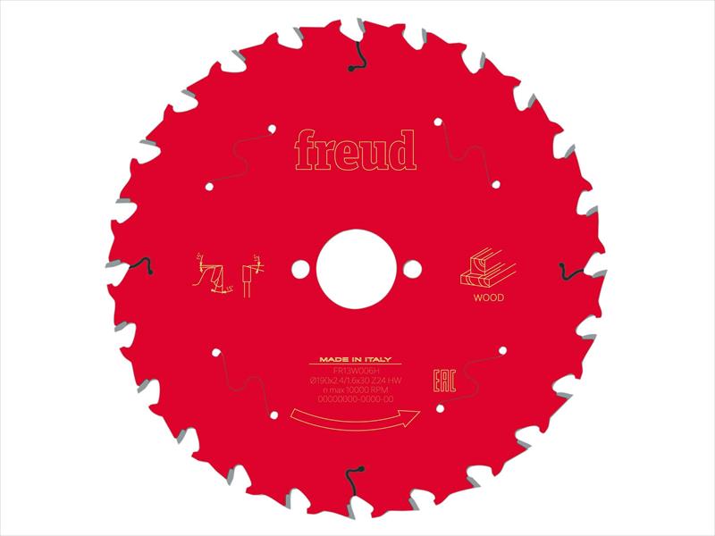 Freud Wood Circular Saw Blade 190 x 30 x 2.4/1.6mm x 24T